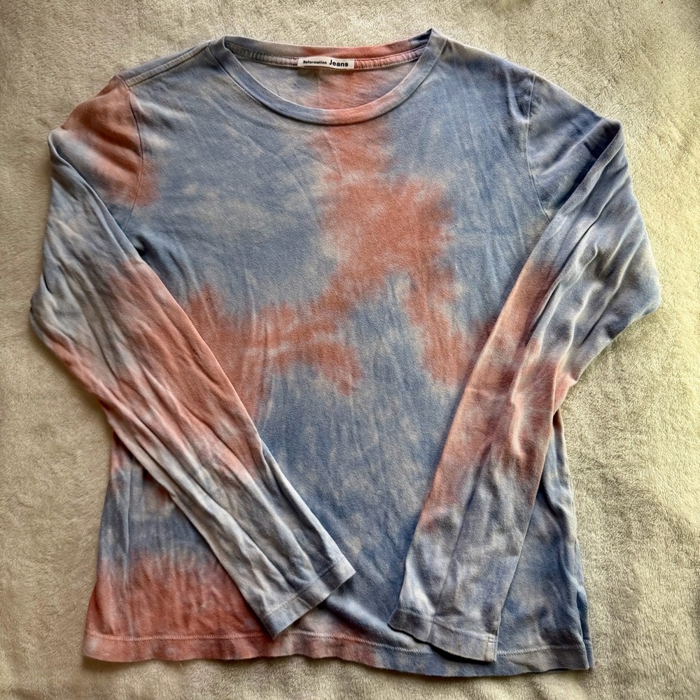 Reformation Multicolor Tie-Dye Long Sleeve Top